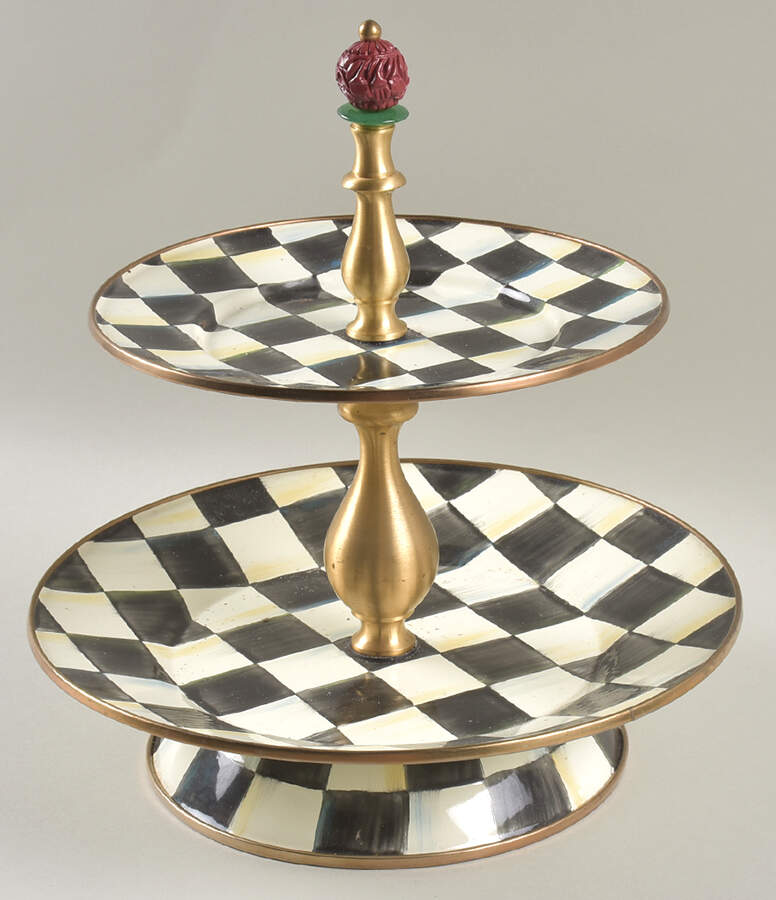 Courtly Check (Enamelware) 2 Tiered Serving Tray by MacKenzie-Childs-1