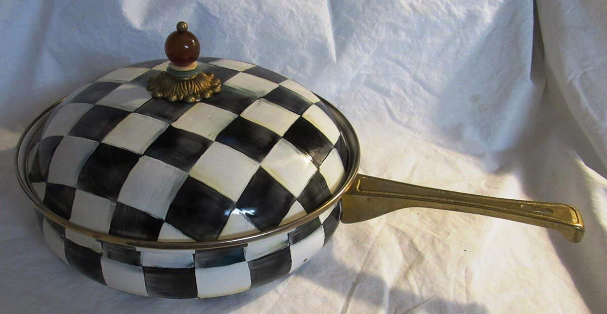 Courtly Check (Enamelware) 10" Metal Skillet & Lid by MacKenzie-Childs-1