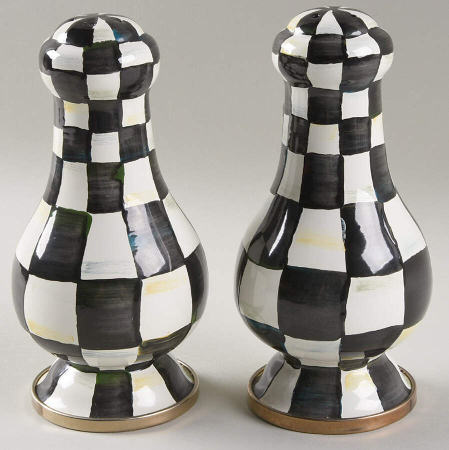 Courtly Check (Enamelware) Tall Salt & Pepper Set by MacKenzie-Childs-1