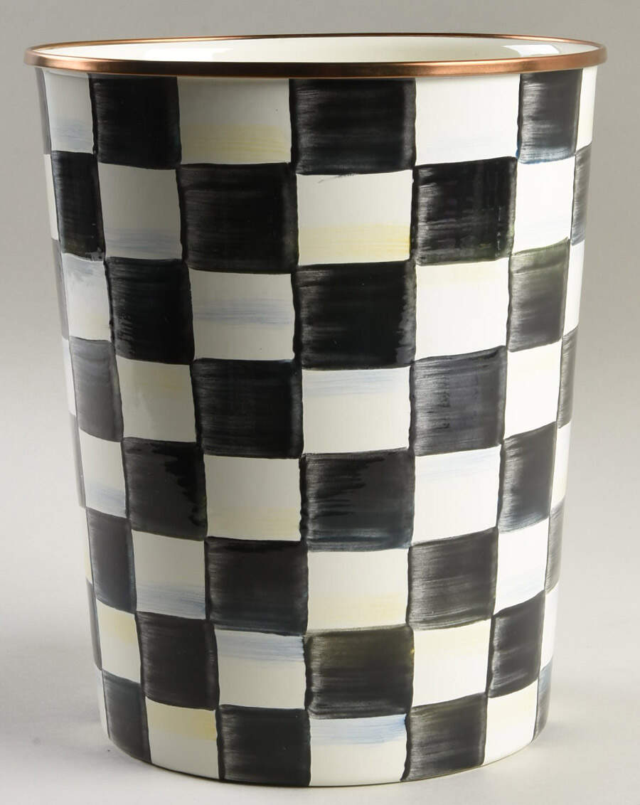 Courtly Check (Enamelware) Metal Waste Basket by MacKenzie-Childs-1