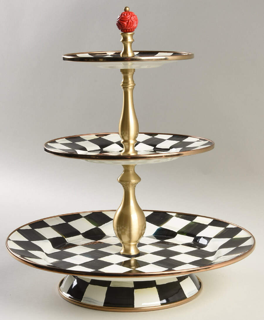 Courtly Check (Enamelware) 3 Tier Serving Tray by MacKenzie-Childs-1
