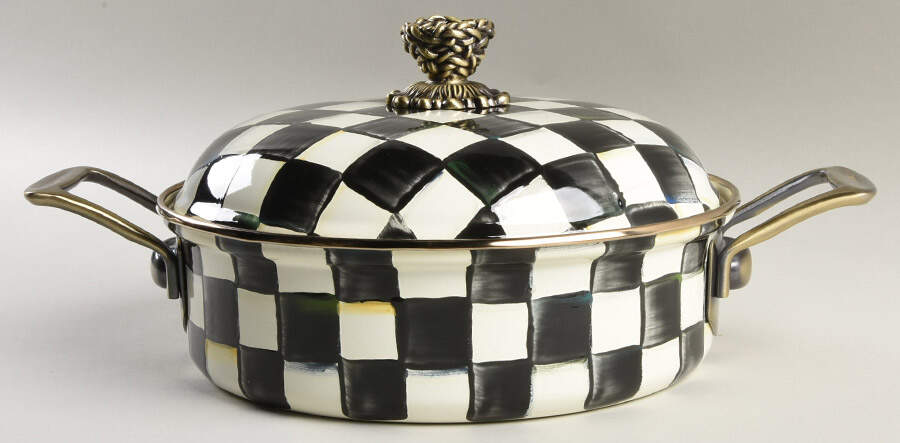 Courtly Check (Enamelware) 3 Quart Metal Stew Pot by MacKenzie-Childs-1