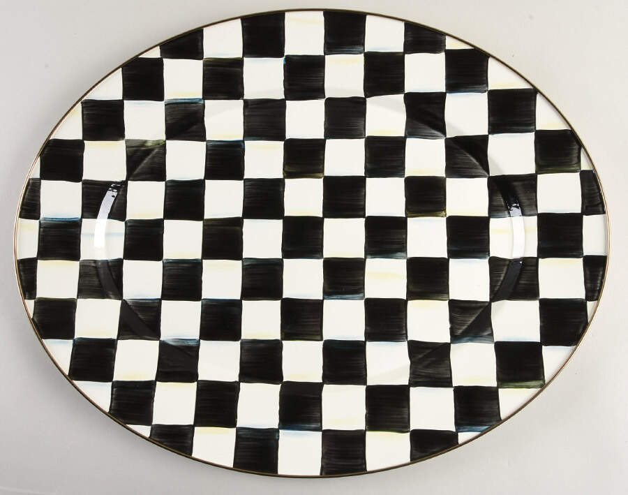 Courtly Check (Enamelware) 22" Oval Serving Platter by MacKenzie-Childs-1