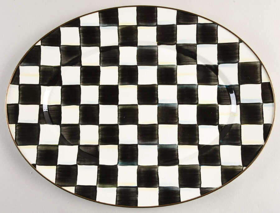 Courtly Check (Enamelware) 19" Oval Serving Platter by MacKenzie-Childs-1