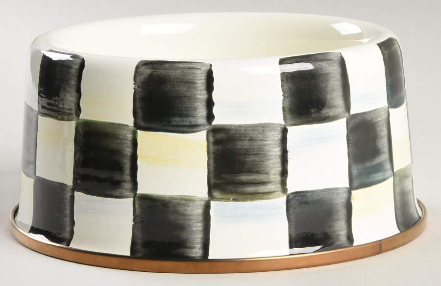 Courtly Check (Enamelware) Medium Pet Bowl by MacKenzie-Childs-1