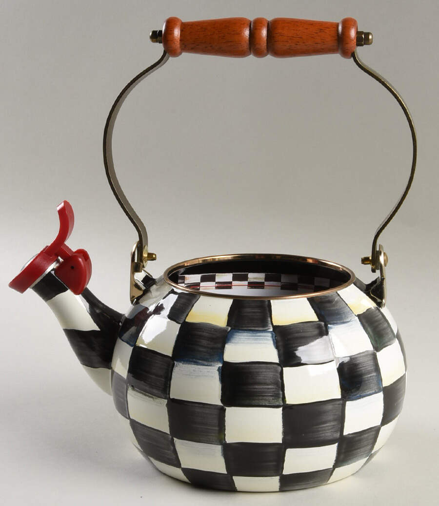 Courtly Check (Enamelware) Metal Whistler Kettle No Lid by MacKenzie-Childs-1