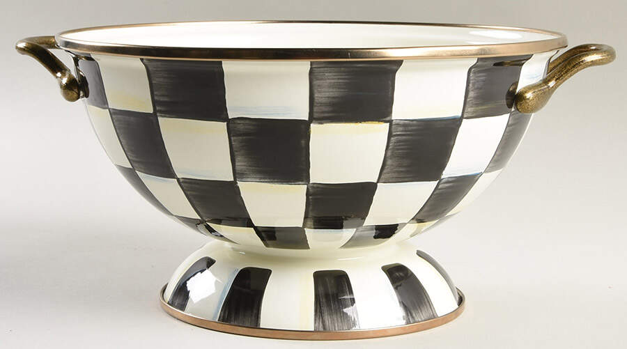 Courtly Check (Enamelware) Large Handled Fruit Bowl by MacKenzie-Childs-1