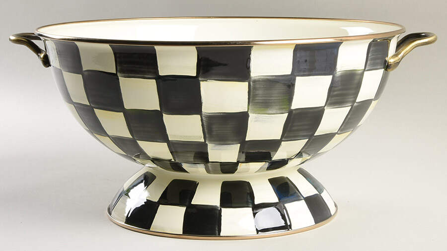 Courtly Check (Enamelware) Large Footed Fruit Bowl by MacKenzie-Childs-1