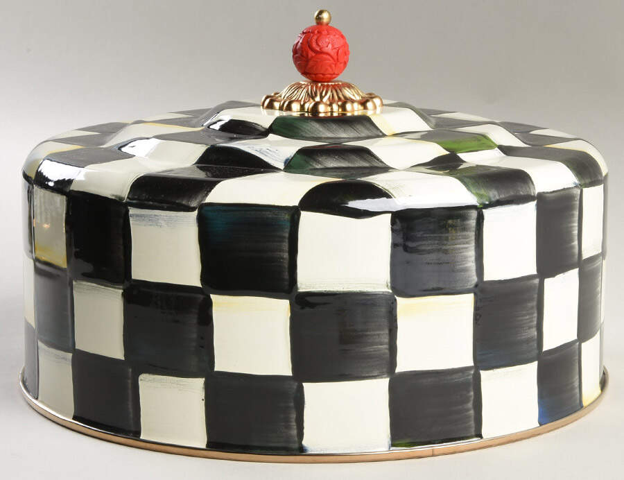 Courtly Check (Enamelware) Lid for Metal Cake Safe (16" Chop/Round Platter) by MacKenzie-Childs-1