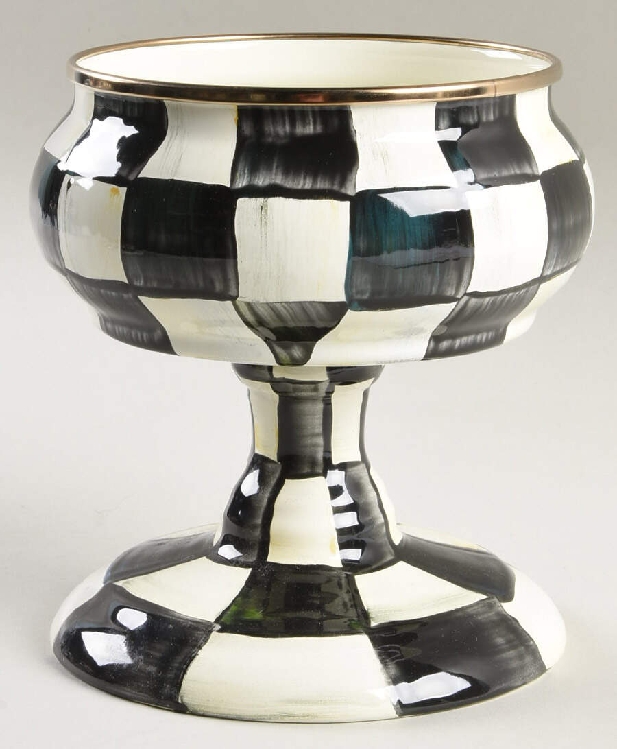 Courtly Check (Enamelware) Pedestal Candy Box, No Lid by MacKenzie-Childs-1