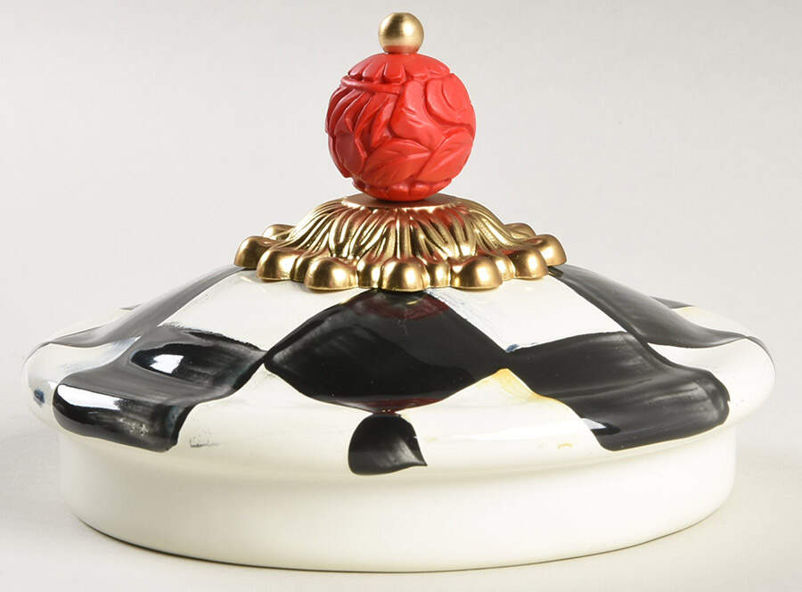 Courtly Check (Enamelware) Pedestal Candy Box, Lid Only by MacKenzie-Childs-1