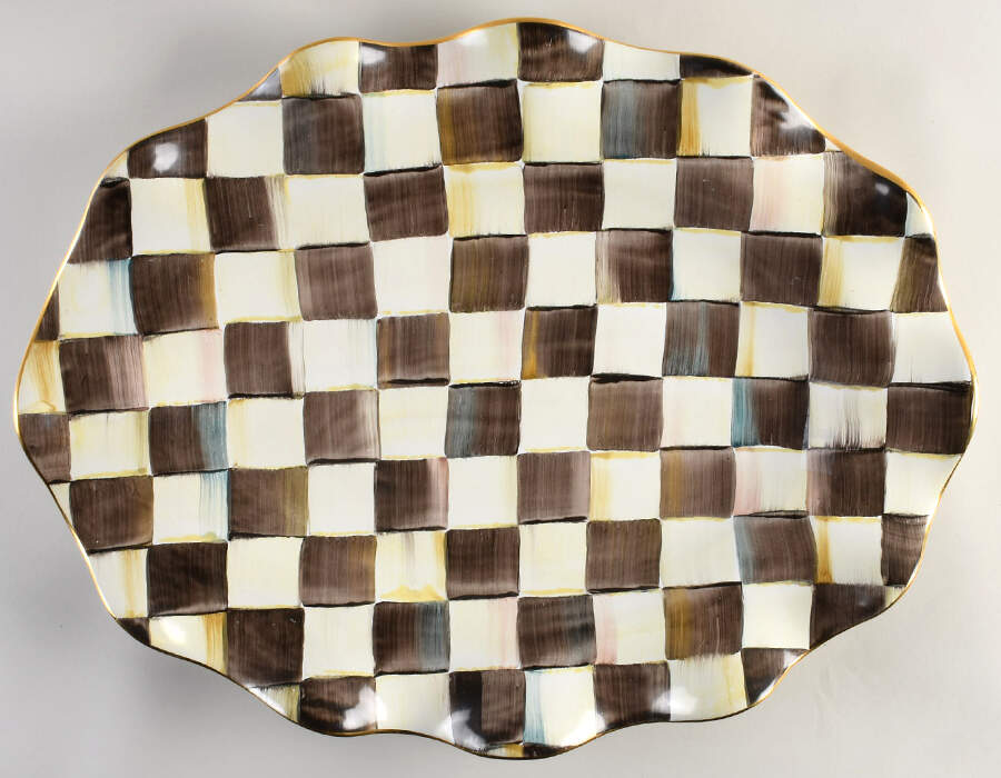 Courtly Check (Enamelware) 21" Oval Serving Platter by MacKenzie-Childs-1