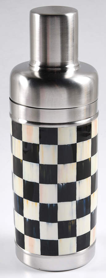 Courtly Check (Enamelware) Metal Cocktail Shaker & Lid by MacKenzie-Childs-1