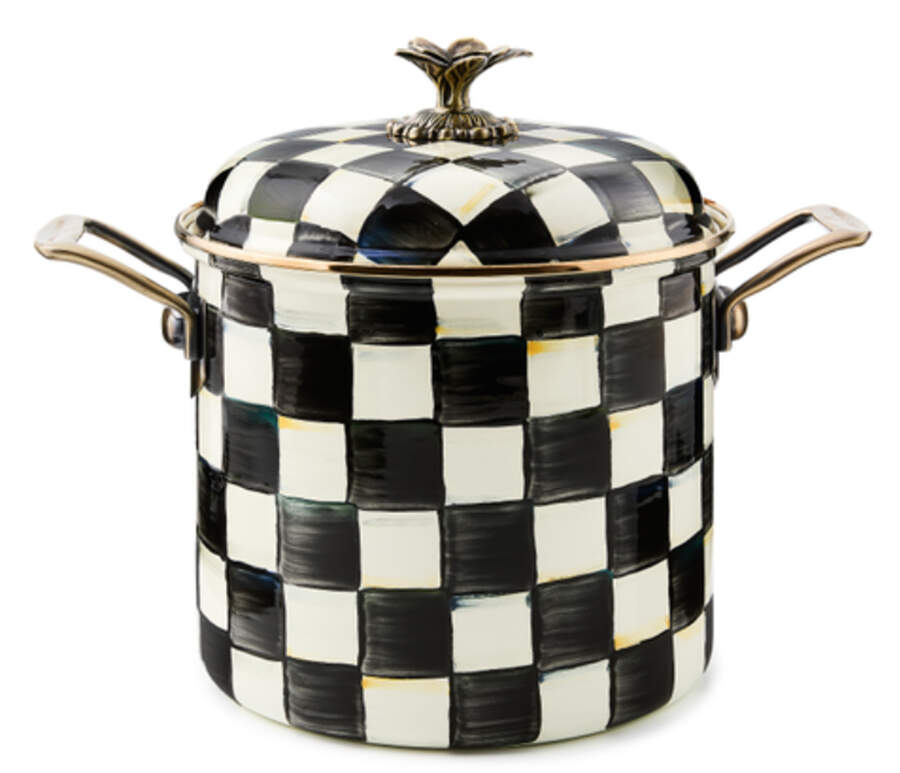 Courtly Check (Enamelware) 7 Quart Metal Stockpot & Lid by MacKenzie-Childs-1