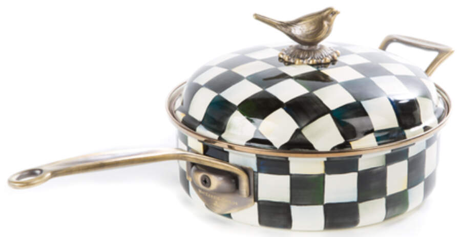 Courtly Check (Enamelware) 3 Quart Covered Metal Saucepan by MacKenzie-Childs-1