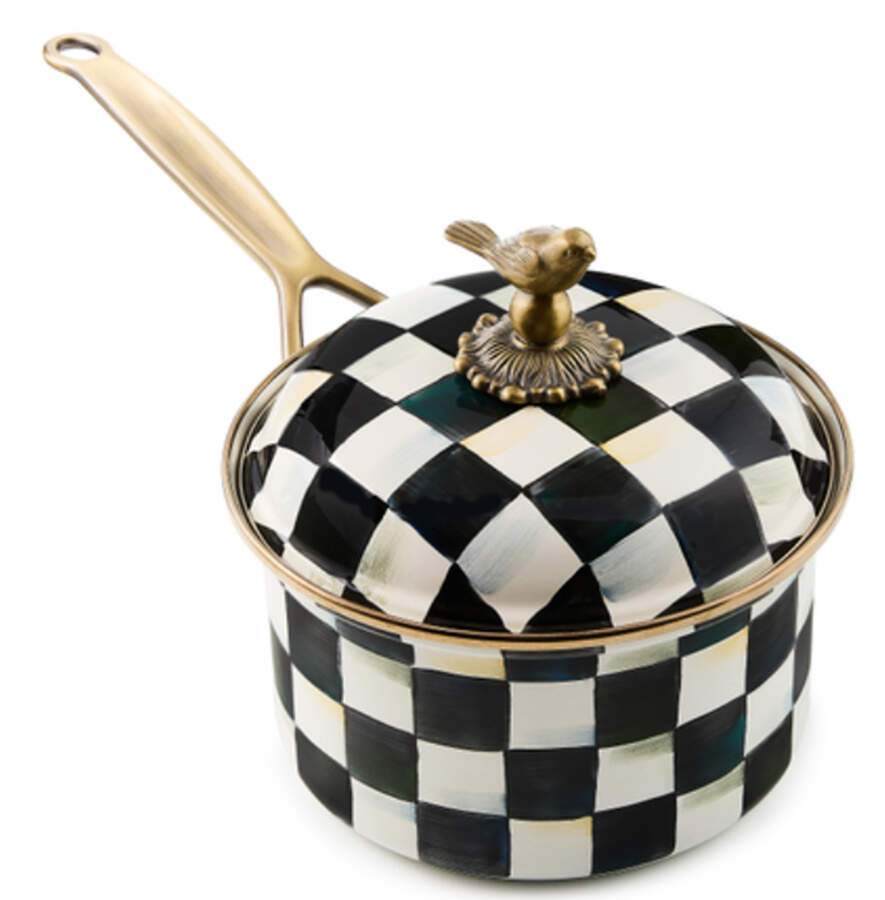 Courtly Check (Enamelware) 2.25 Quart Saucepan with Lid by MacKenzie-Childs-1