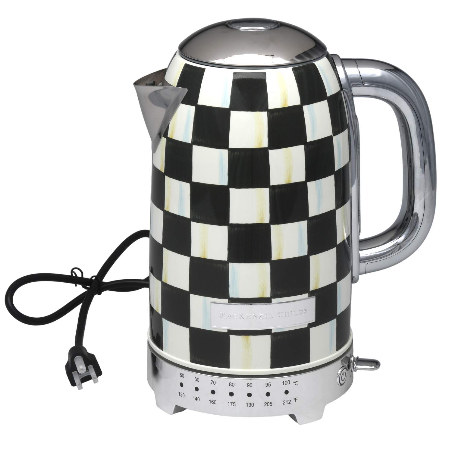 Courtly Check (Enamelware) Electric Kettle with Hinged Lid & Base by MacKenzie-Childs-1