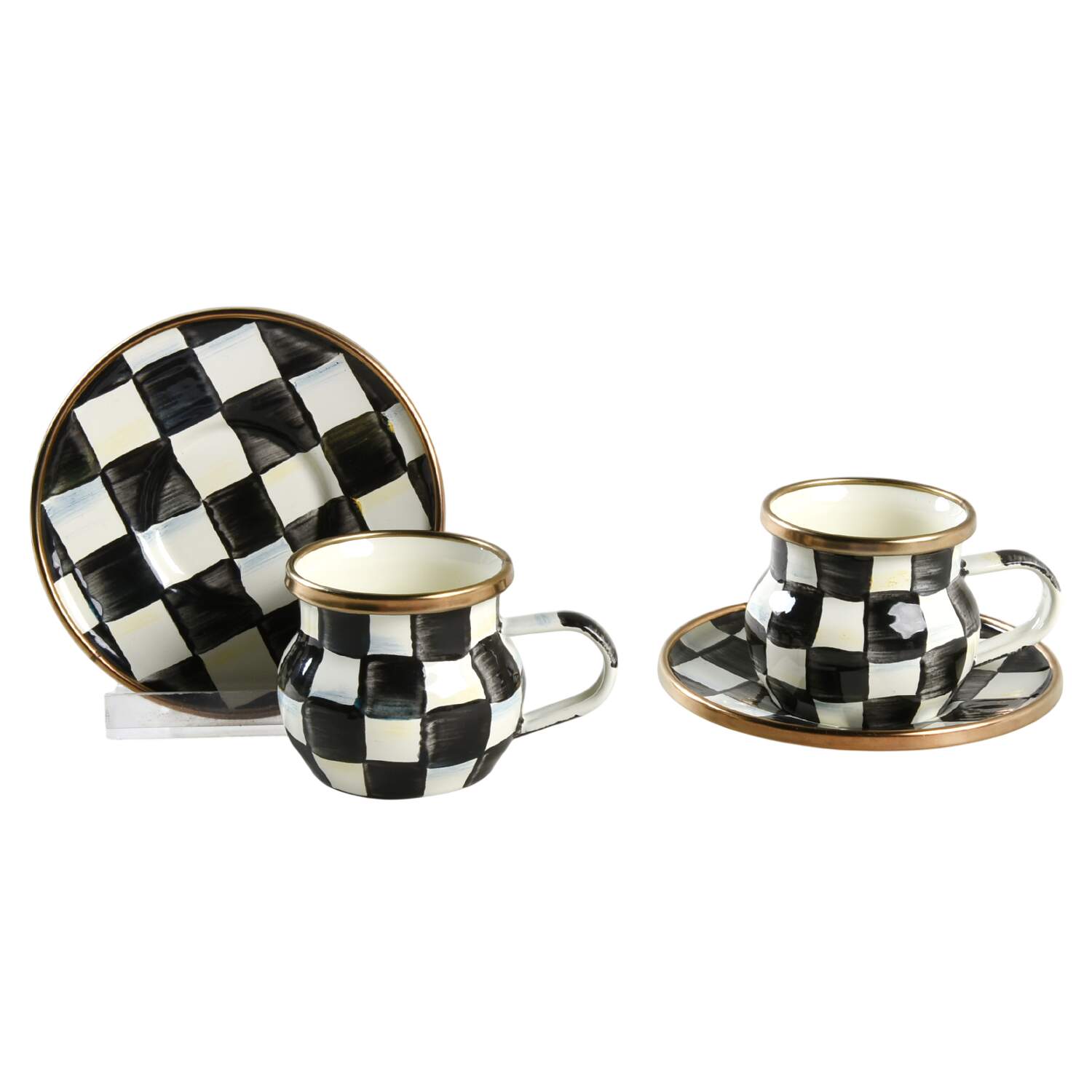 Courtly Check (Enamelware) Espresso Cup & Saucer Set - Set of 2 by MacKenzie-Childs-1