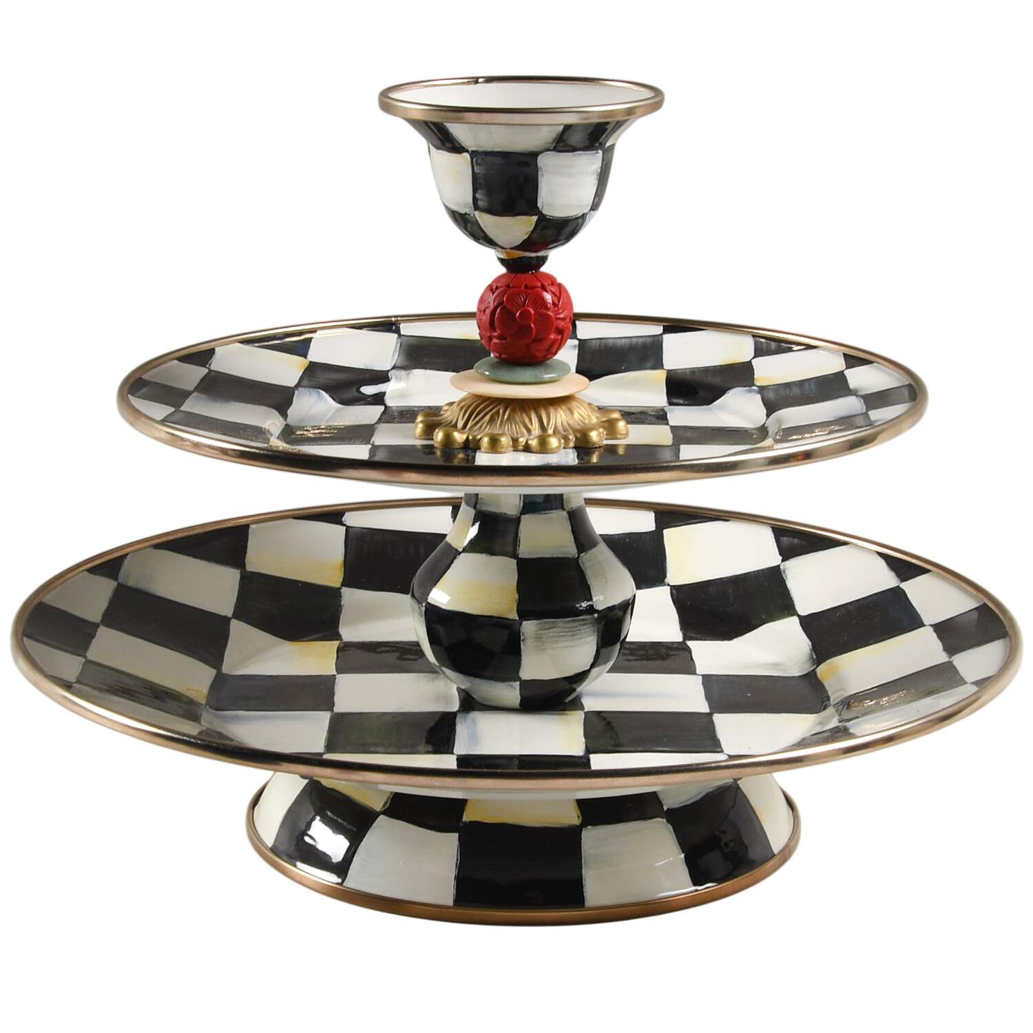 Courtly Check (Enamelware) 2 Tiered Serving Tray by MacKenzie-Childs-1