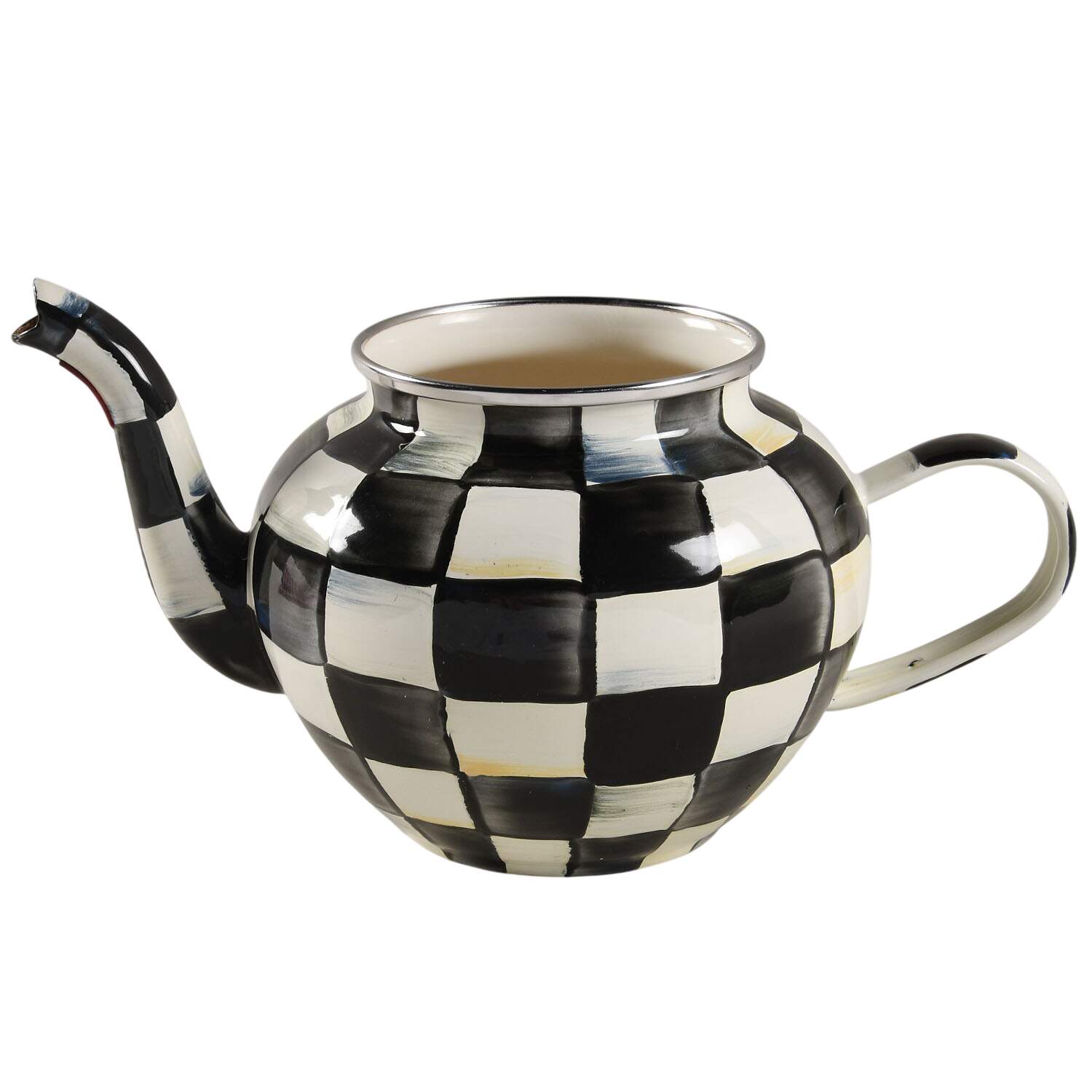 Courtly Check (Enamelware) Teapot No Lid by MacKenzie-Childs-1