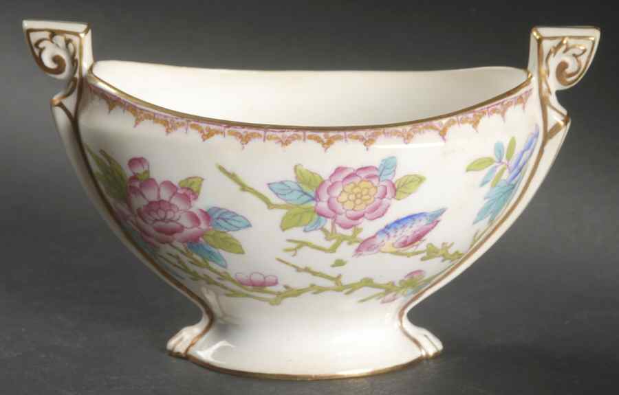 Cuckoo (White, Gold Trim) Open Sugar Bowl by Minton-1