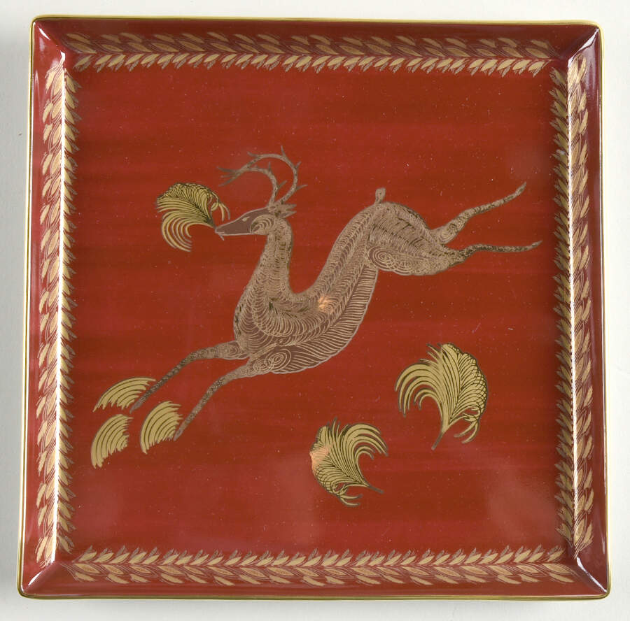 Leaping Deer 8" Square Tray by Mottahedeh-1