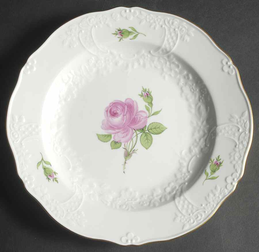 Rose Pink (Embossed) Dinner Plate by Meissen (Germany)-1