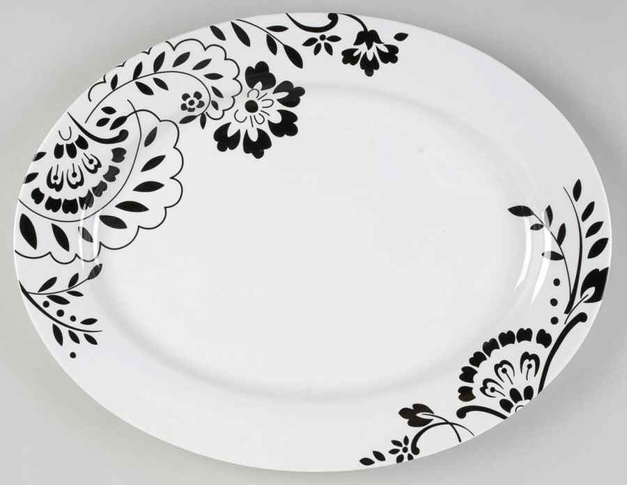 Hudson Black 16" Oval Serving Platter by Martha Stewart-1