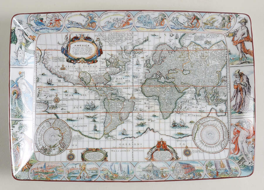 Blaeu Mercator Large Rectangular Tray by Mottahedeh-1