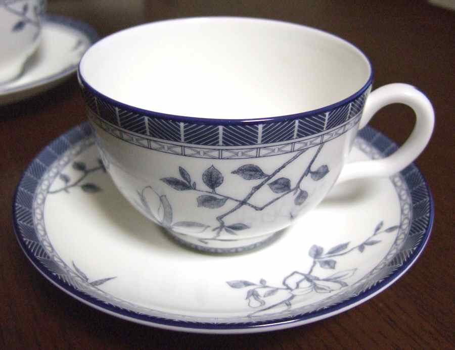 Faisan Blue Flat Cup & Saucer Set by Minton-1