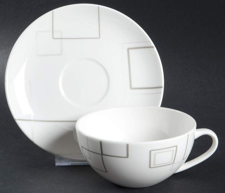 Geometric Squares Flat Cup & Saucer Set by Mikasa-1