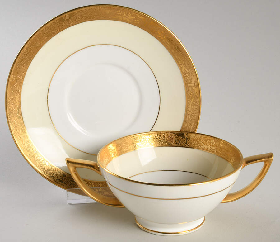 H3089 Footed Cream Soup Bowl & Saucer Set by Minton-1