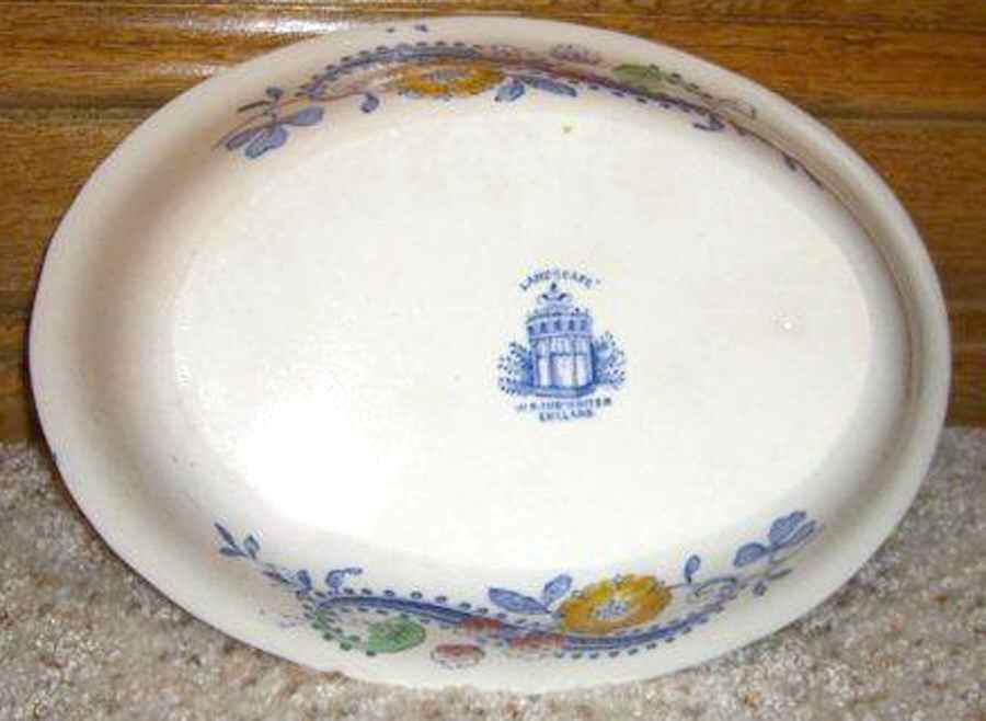 Landscape Blue Multicolor 9" Oval Vegetable Bowl by W R Midwinter Ltd-1