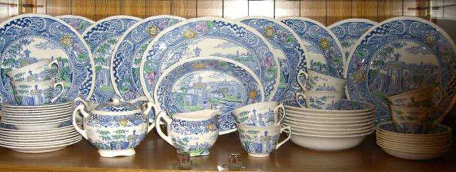 Landscape Blue Multicolor 13" Oval Serving Platter by W R Midwinter Ltd-1