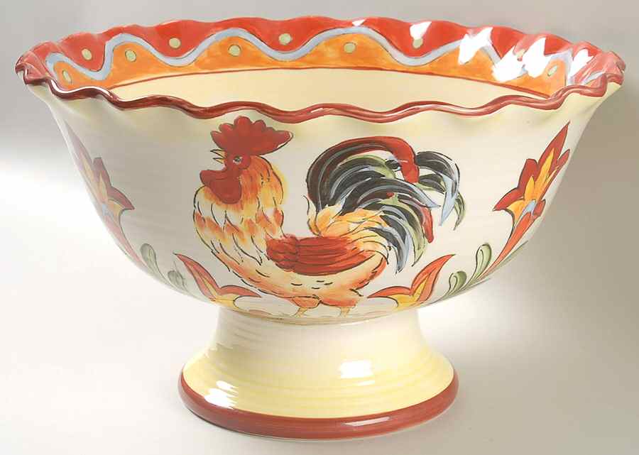 Orange Talavera Rooster Footed Bowl by Maxcera Corp-1