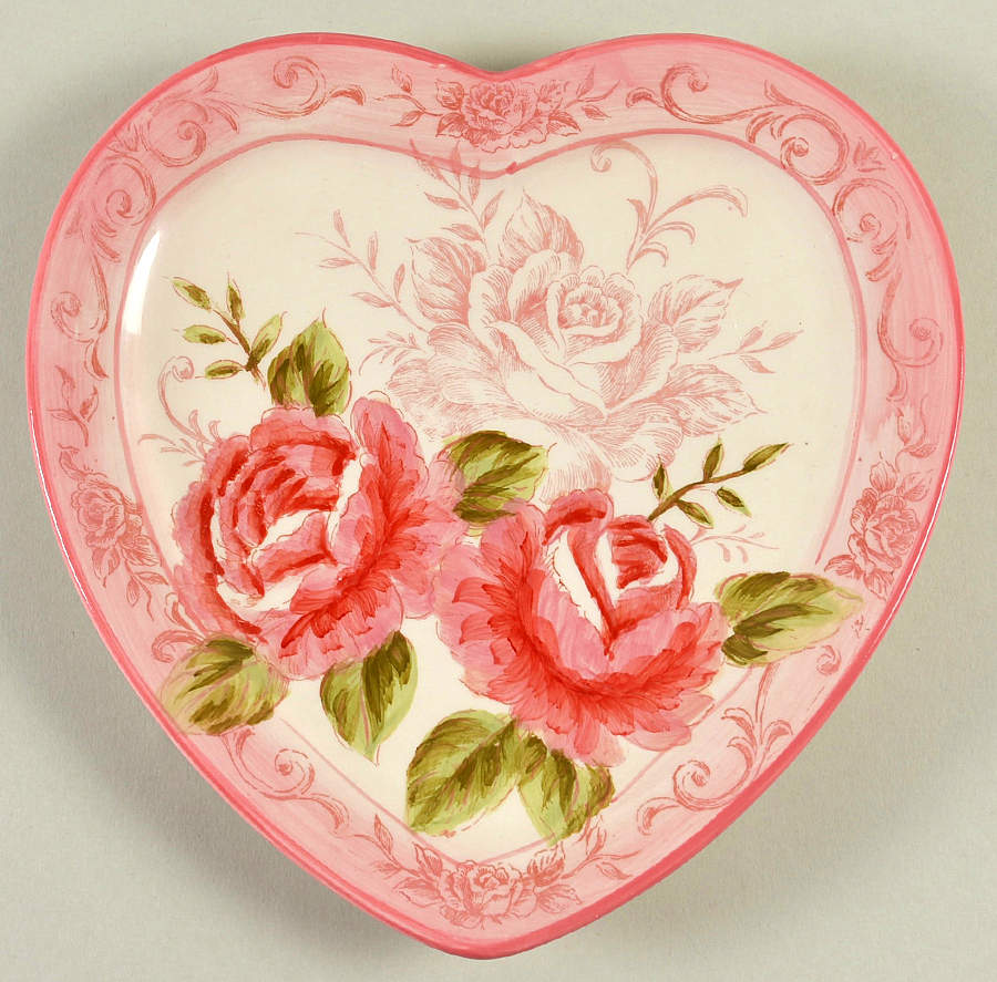 Victorian Toile Rose Heart Shaped Dish by Maxcera Corp-1