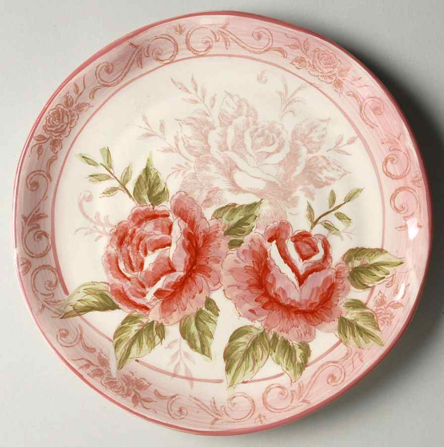 Victorian Toile Rose Salad Plate by Maxcera Corp-1