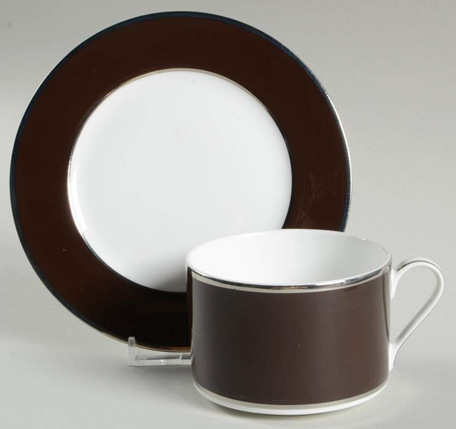 Color Studio Brown and Platinum Flat Cup & Saucer Set by Mikasa-1