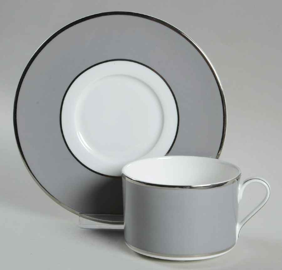 Color Studio Gray and Platinum Flat Cup & Saucer Set by Mikasa-1