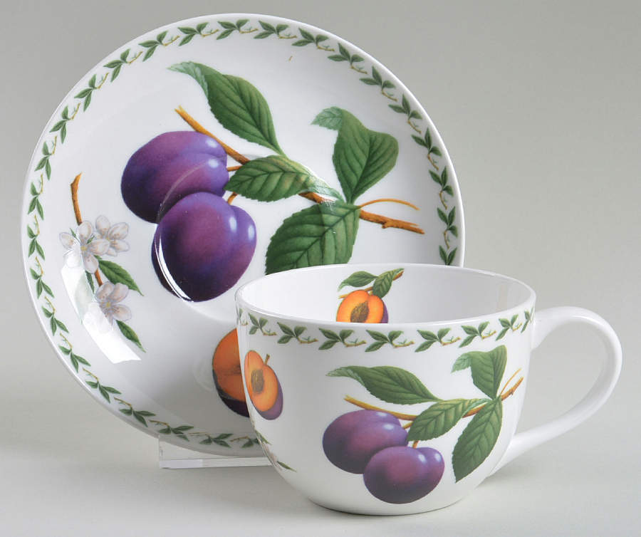Orchard Fruits Flat Cup & Saucer Set by Maxwell & Williams-1