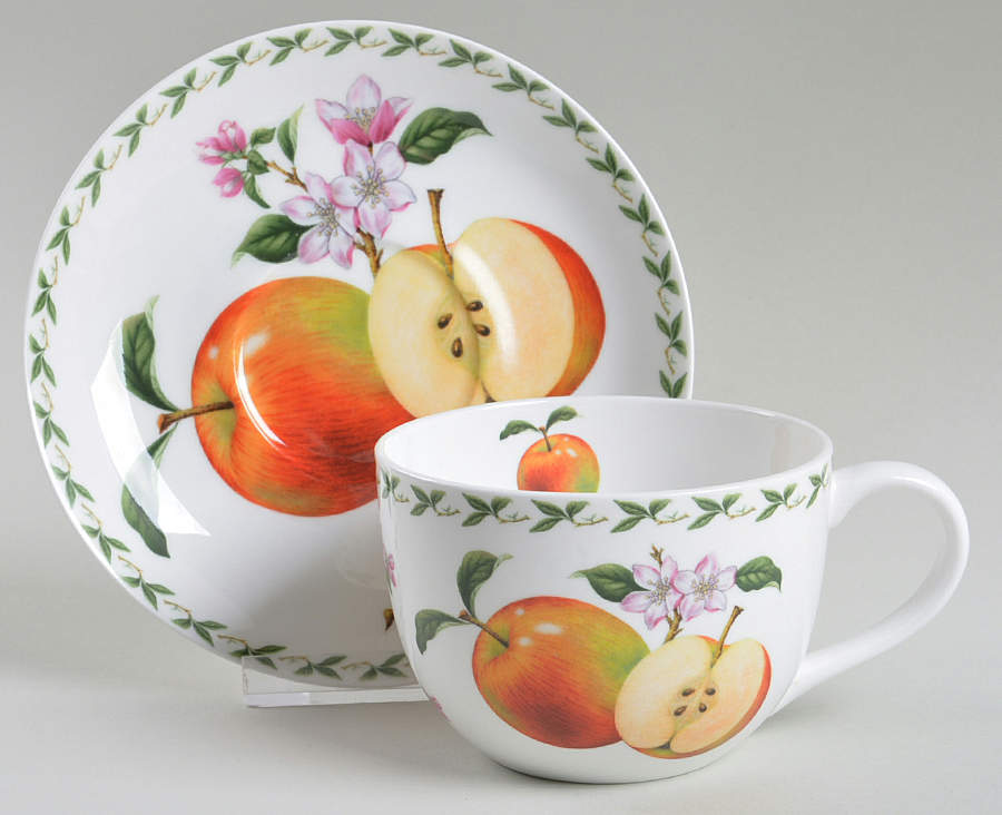 Orchard Fruits Flat Cup & Saucer Set by Maxwell & Williams-1