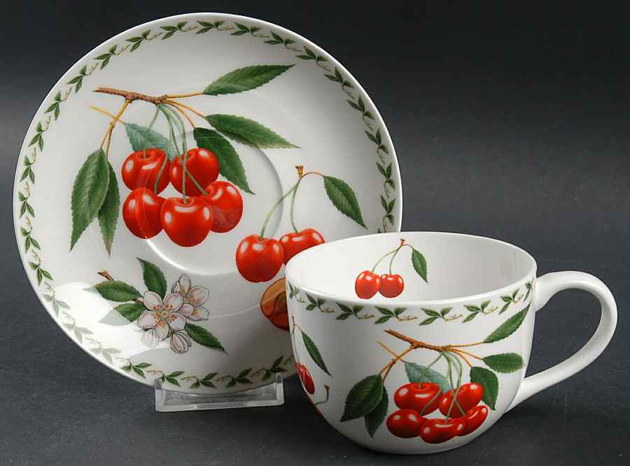 Orchard Fruits Flat Cup & Saucer Set by Maxwell & Williams-1