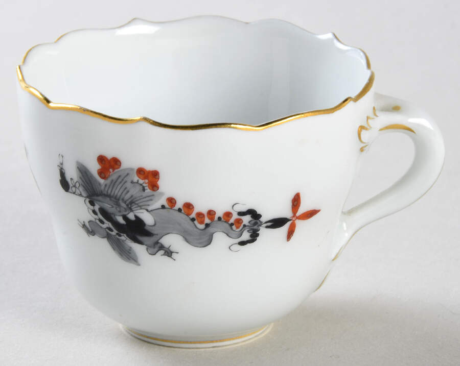 Dragon Black (Red Dot Accent) Flat Demitasse Cup by Meissen (Germany)-1