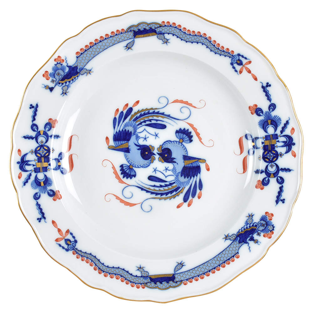 Dragon Blue (Red Dot Accent) Dinner Plate by Meissen (Germany)-1