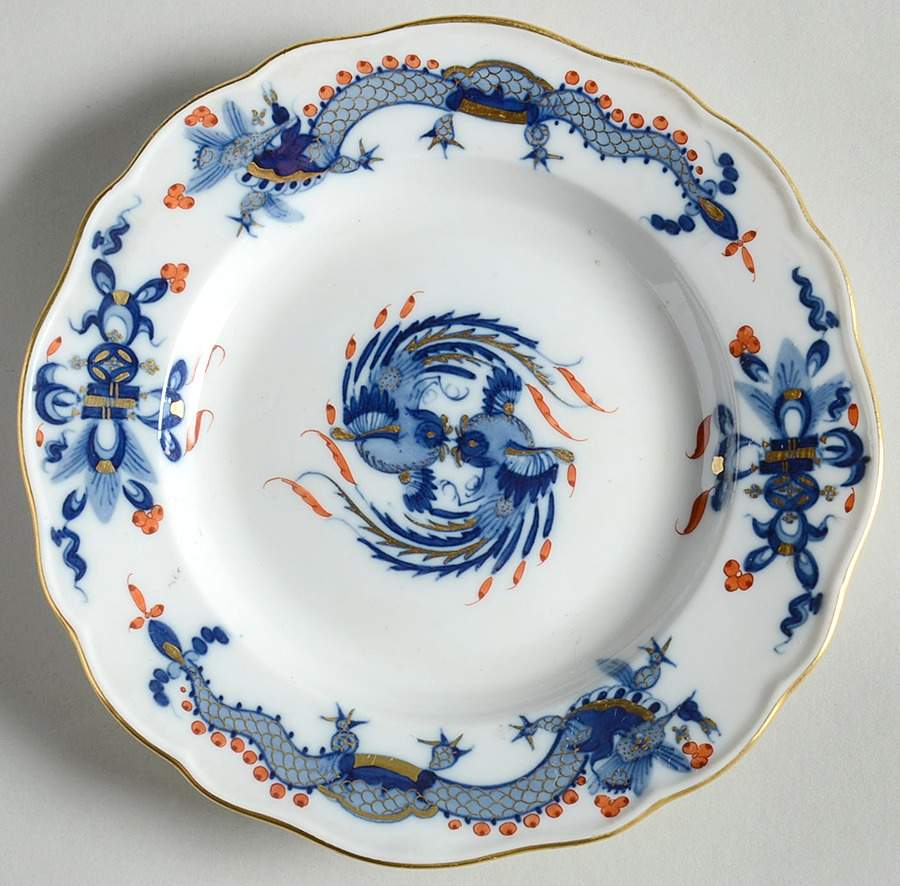 Dragon Blue (Red Dot Accent) Bread & Butter Plate by Meissen (Germany)-1