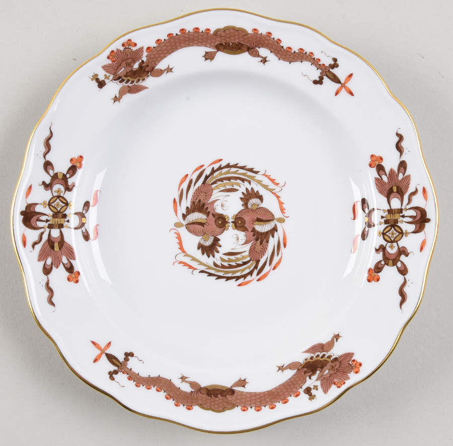 Dragon Brown (Red Dot Accent) Bread & Butter Plate by Meissen (Germany)-1