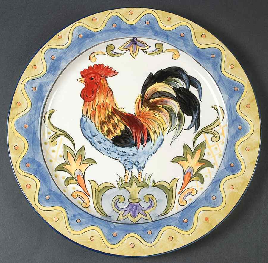 Green Talavera Rooster Dinner Plate by Maxcera Corp-1