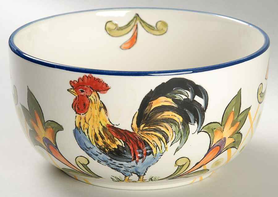 Green Talavera Rooster Soup/Cereal Bowl by Maxcera Corp-1