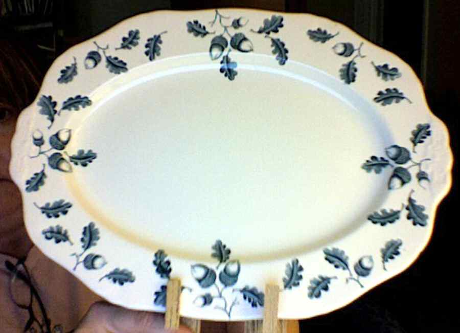 Acorn Blue 12" Oval Serving Platter by Alfred Meakin-1