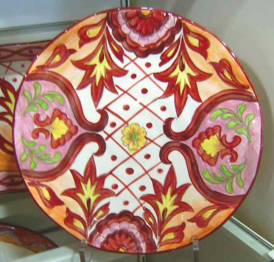 Red Talavera Dinner Plate by Maxcera Corp-1